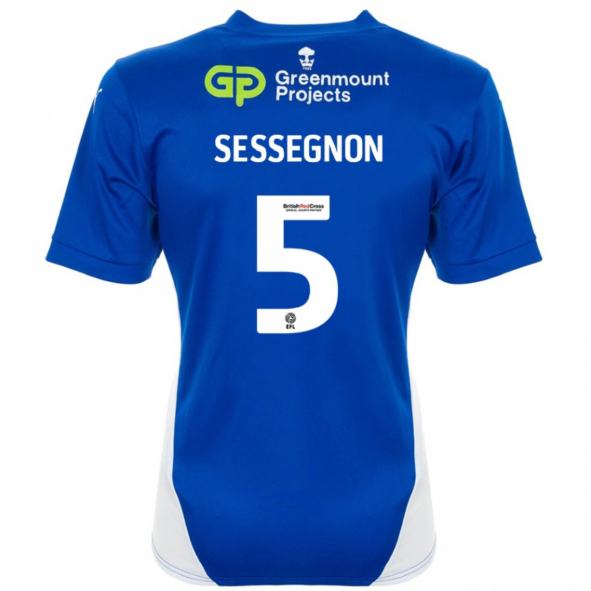 Vaikiškas Steven Sessegnon #5 Mėlyna Balta Namų Marškinėliai 2024/25 T-Shirt