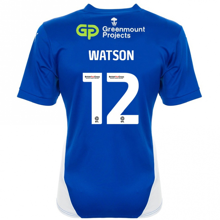 Vaikiškas Tom Watson #12 Mėlyna Balta Namų Marškinėliai 2024/25 T-Shirt