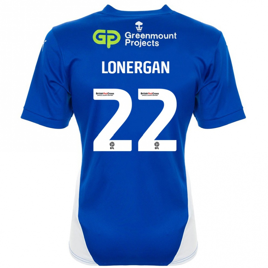 Vaikiškas Andy Lonergan #22 Mėlyna Balta Namų Marškinėliai 2024/25 T-Shirt