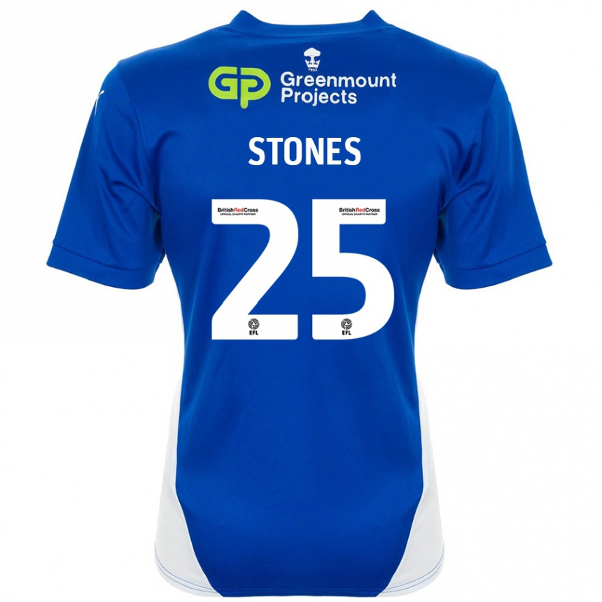 Vaikiškas Josh Stones #25 Mėlyna Balta Namų Marškinėliai 2024/25 T-Shirt