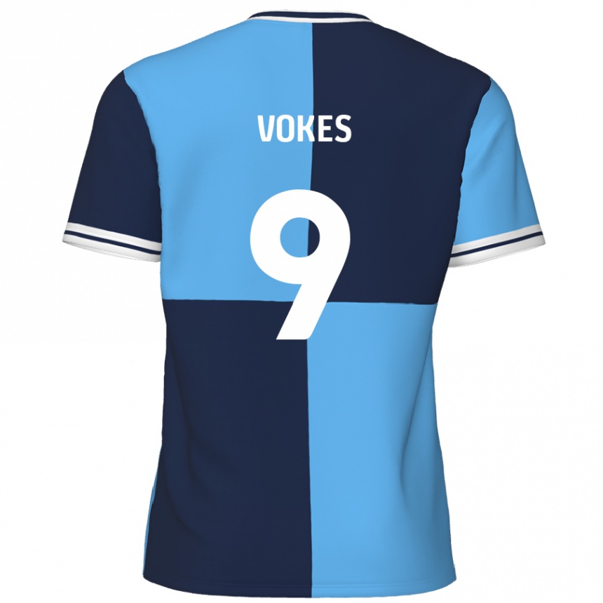 Vaikiškas Sam Vokes #9 Dangaus Mėlyna Tamsiai Mėlyna Namų Marškinėliai 2024/25 T-Shirt