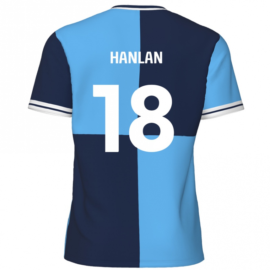 Vaikiškas Brandon Hanlan #18 Dangaus Mėlyna Tamsiai Mėlyna Namų Marškinėliai 2024/25 T-Shirt