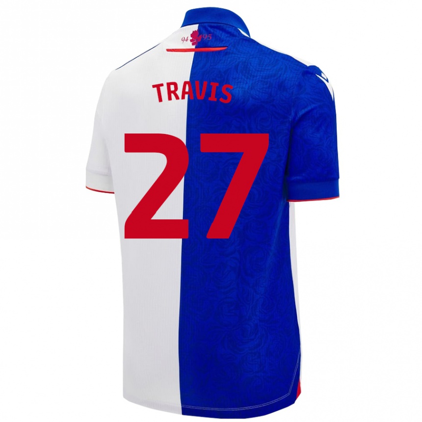 Vaikiškas Lewis Travis #27 Dangaus Mėlyna Balta Namų Marškinėliai 2024/25 T-Shirt