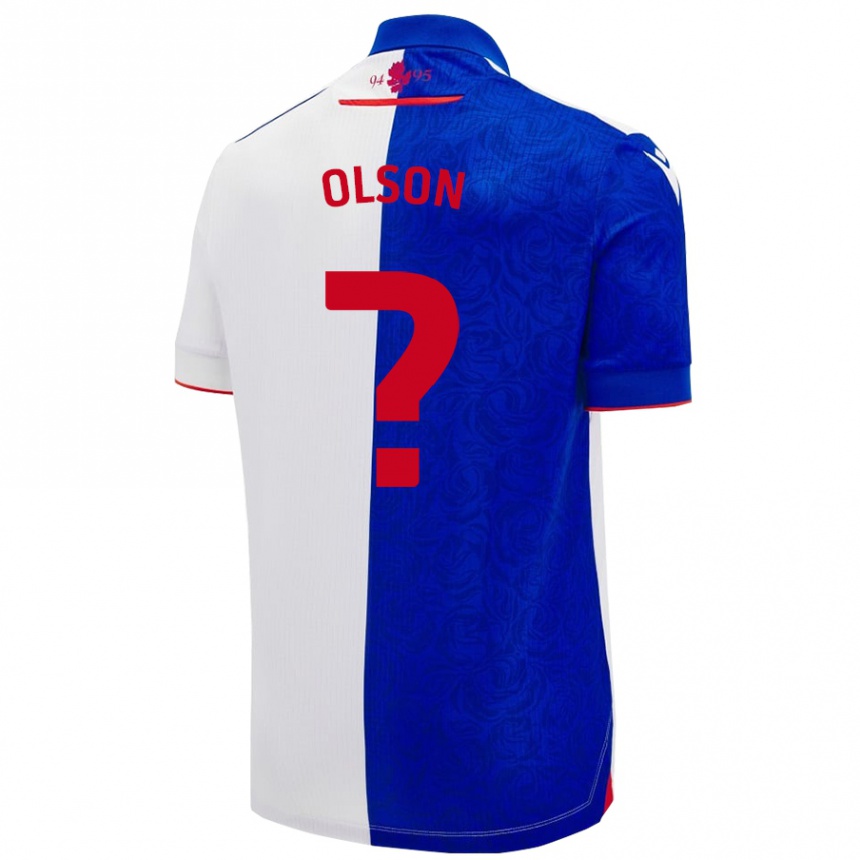 Vaikiškas Charlie Olson #0 Dangaus Mėlyna Balta Namų Marškinėliai 2024/25 T-Shirt