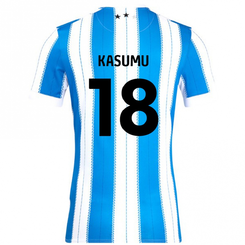 Vaikiškas David Kasumu #18 Mėlyna Balta Namų Marškinėliai 2024/25 T-Shirt