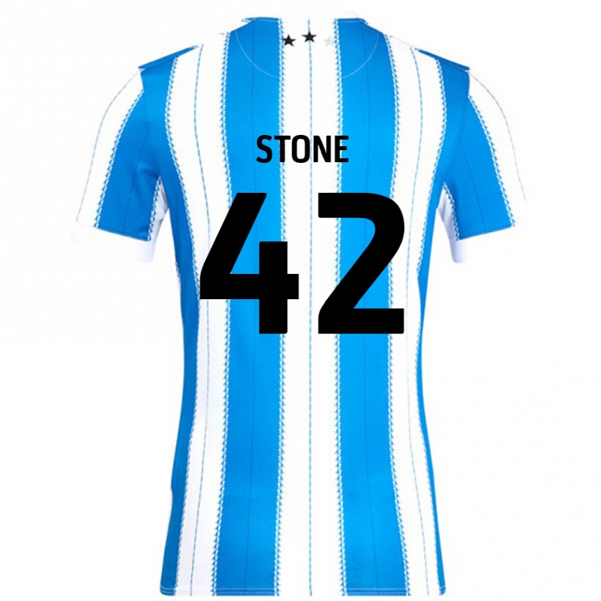 Vaikiškas Michael Stone #42 Mėlyna Balta Namų Marškinėliai 2024/25 T-Shirt