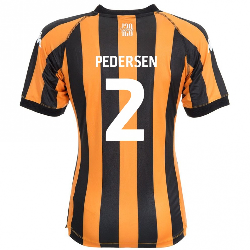 Vaikiškas Eden Pedersen #2 Juodasis Gintaras Namų Marškinėliai 2024/25 T-Shirt