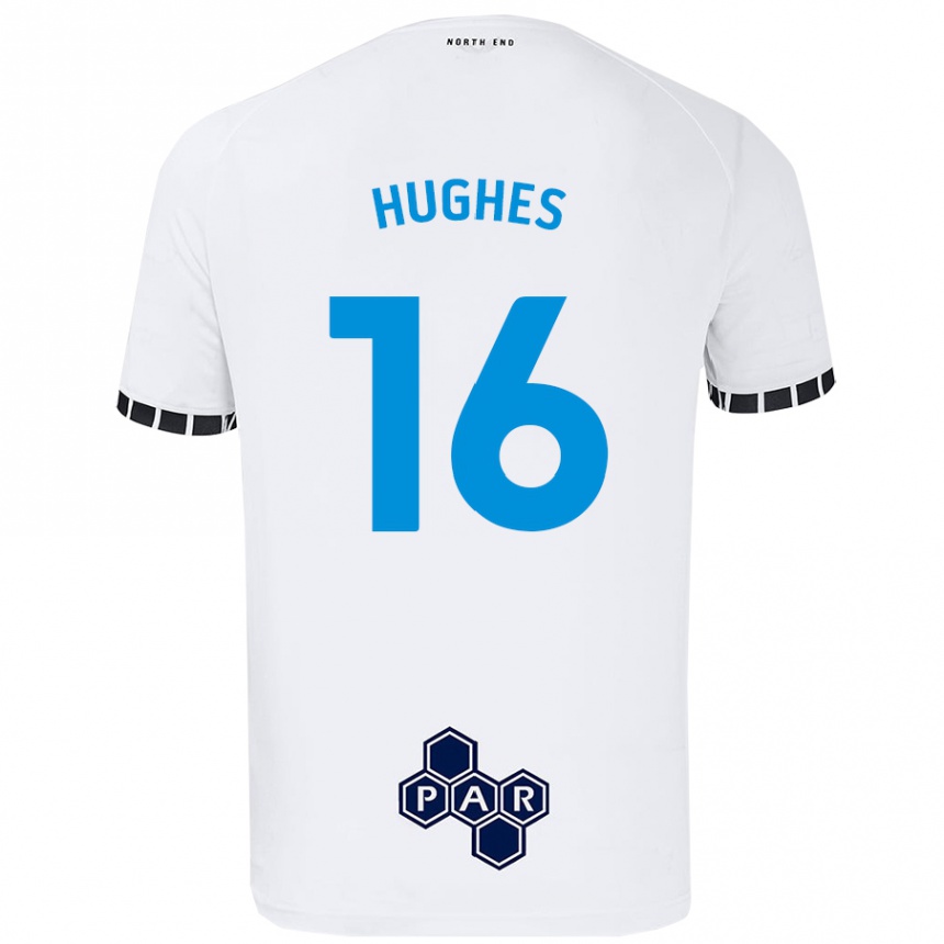 Vaikiškas Andrew Hughes #16 Baltas Namų Marškinėliai 2024/25 T-Shirt