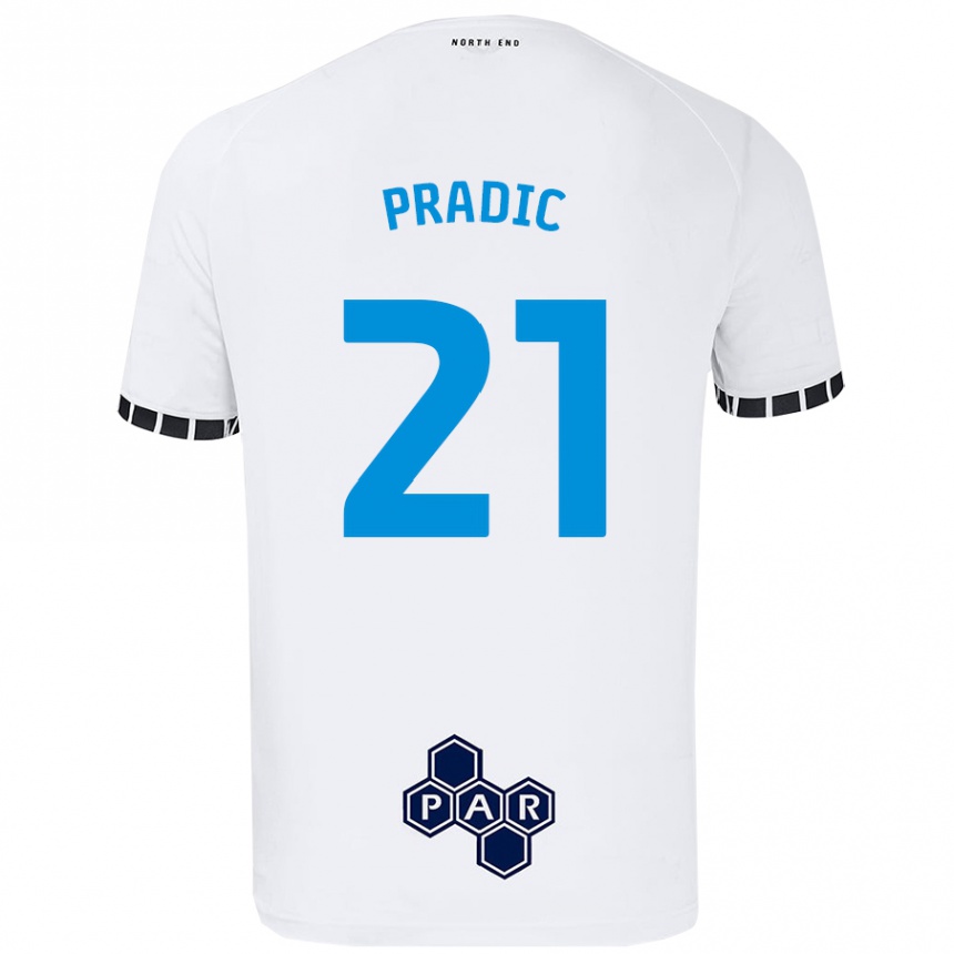 Vaikiškas James Pradic #21 Baltas Namų Marškinėliai 2024/25 T-Shirt