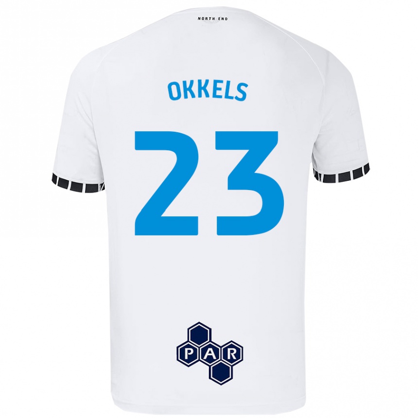 Vaikiškas Jeppe Okkels #23 Baltas Namų Marškinėliai 2024/25 T-Shirt