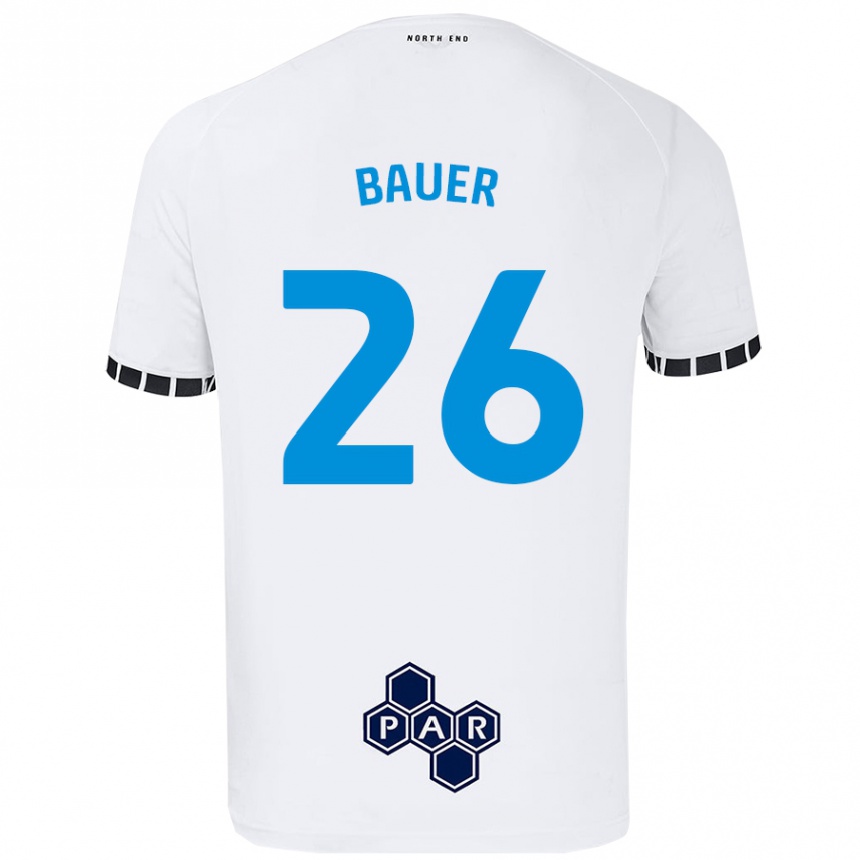 Vaikiškas Patrick Bauer #26 Baltas Namų Marškinėliai 2024/25 T-Shirt