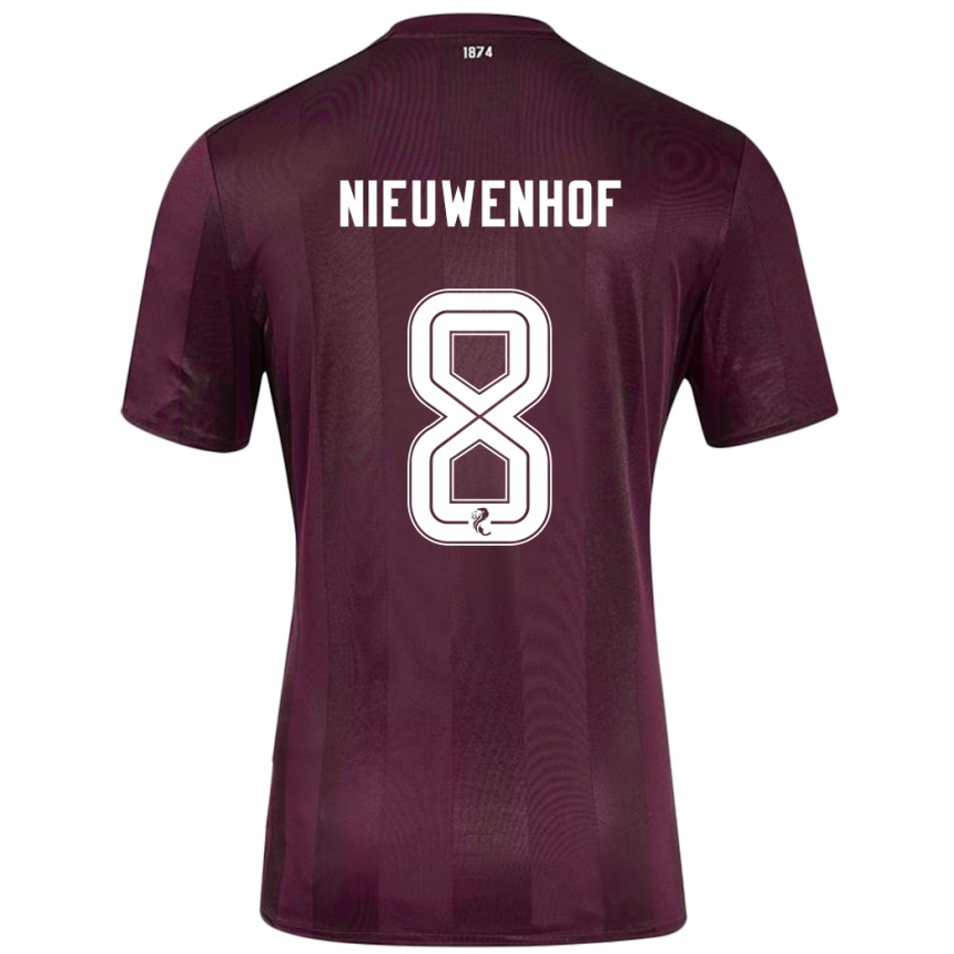 Vaikiškas Calem Nieuwenhof #8 Burgundija Namų Marškinėliai 2024/25 T-Shirt