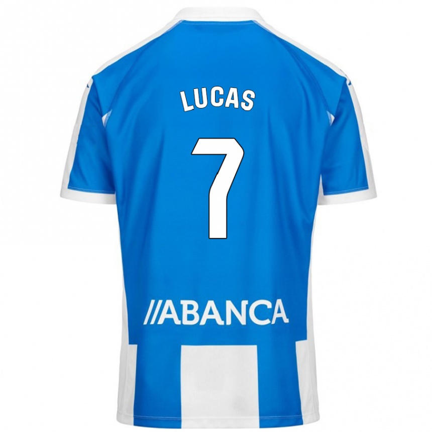 Vaikiškas Lucas Pérez #7 Mėlyna Balta Namų Marškinėliai 2024/25 T-Shirt