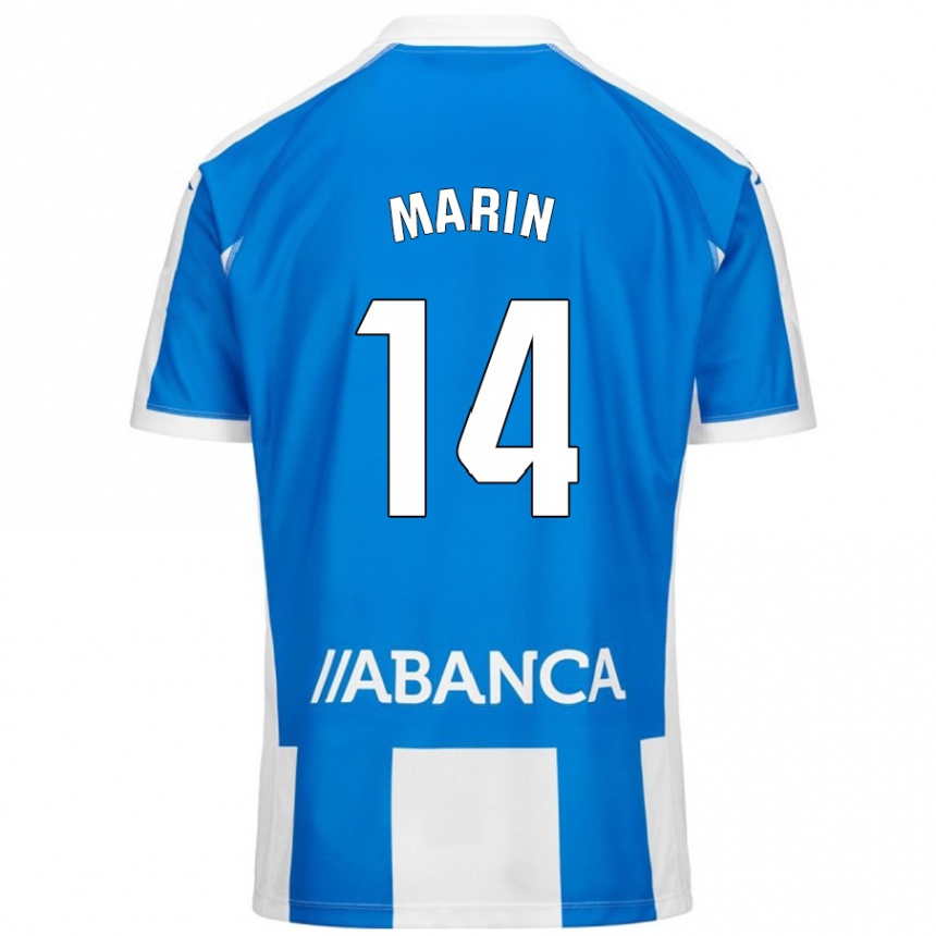 Vaikiškas Ainhoa Marín #14 Mėlyna Balta Namų Marškinėliai 2024/25 T-Shirt