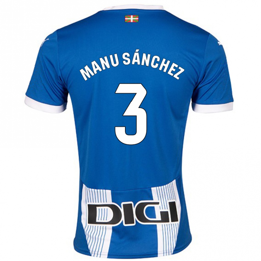 Vaikiškas Manu Sanchez #3 Mėlyna Namų Marškinėliai 2024/25 T-Shirt