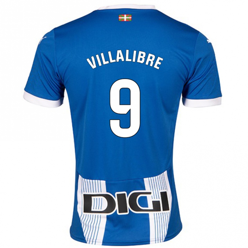 Vaikiškas Asier Villalibre #9 Mėlyna Namų Marškinėliai 2024/25 T-Shirt