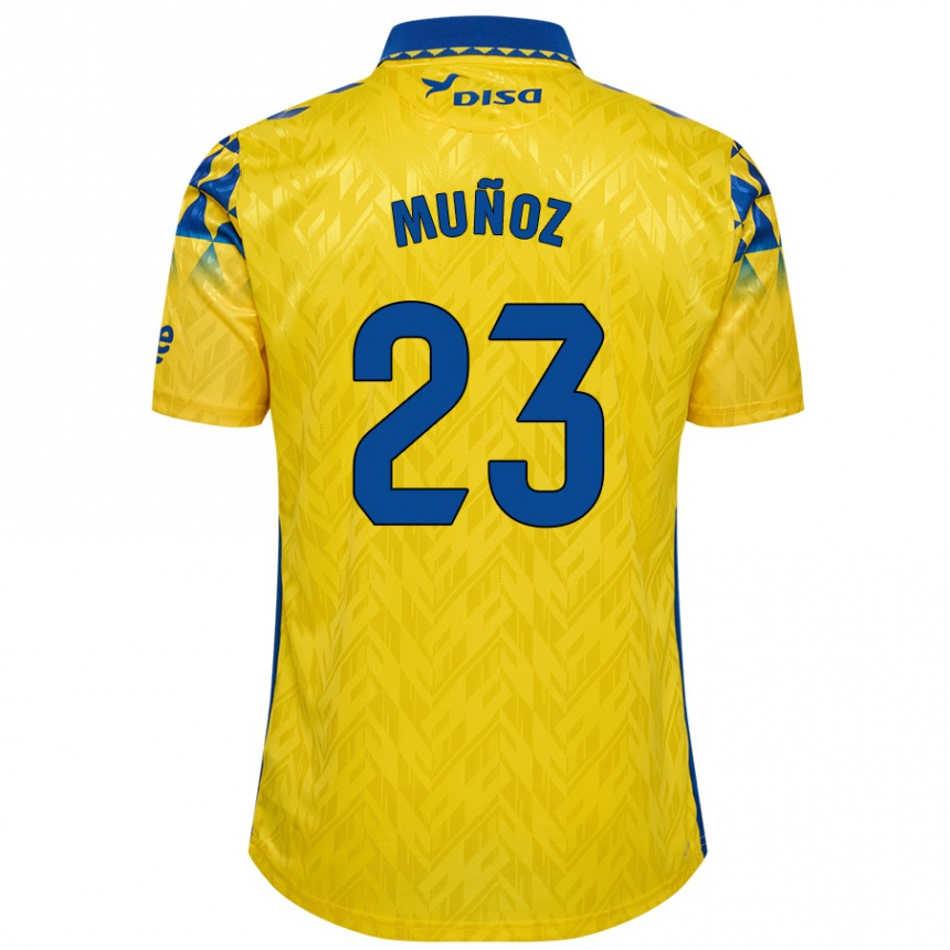 Vaikiškas Álex Muñoz #23 Geltona Mėlyna Namų Marškinėliai 2024/25 T-Shirt