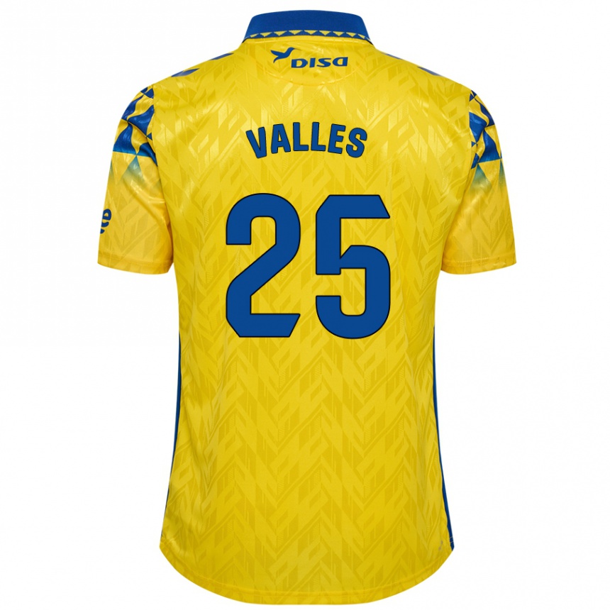 Vaikiškas Álvaro Valles #25 Geltona Mėlyna Namų Marškinėliai 2024/25 T-Shirt