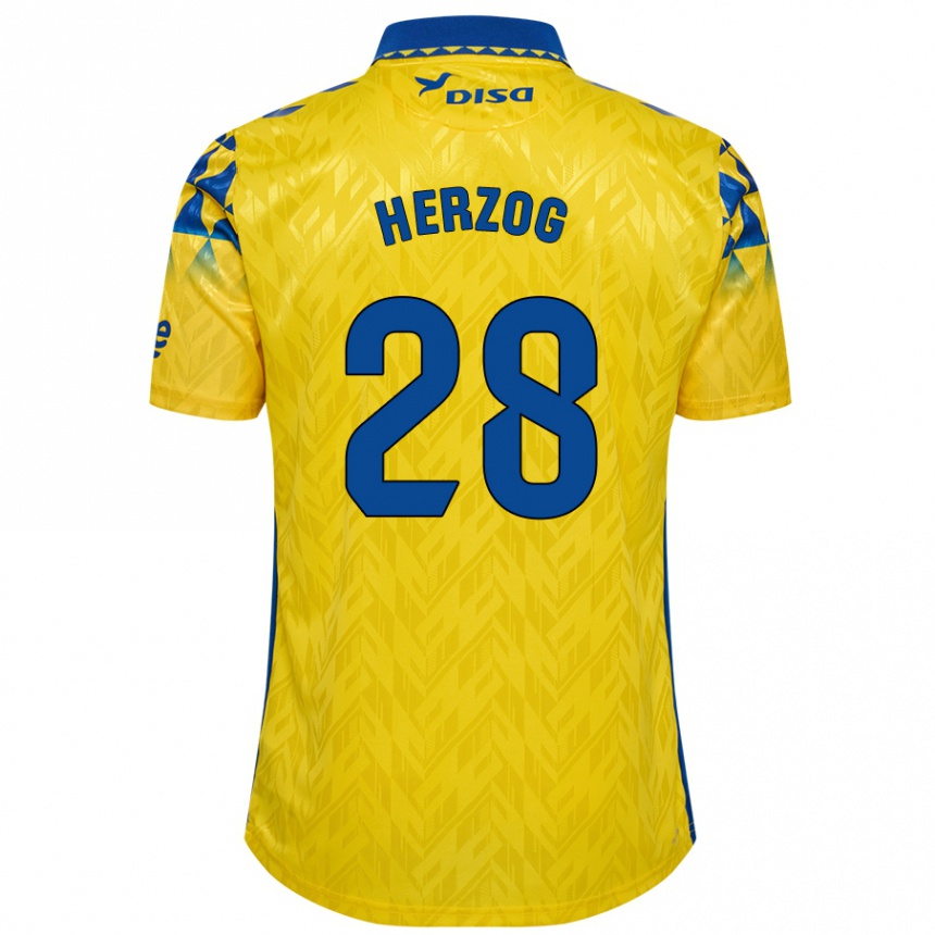 Vaikiškas Juanma Herzog #28 Geltona Mėlyna Namų Marškinėliai 2024/25 T-Shirt