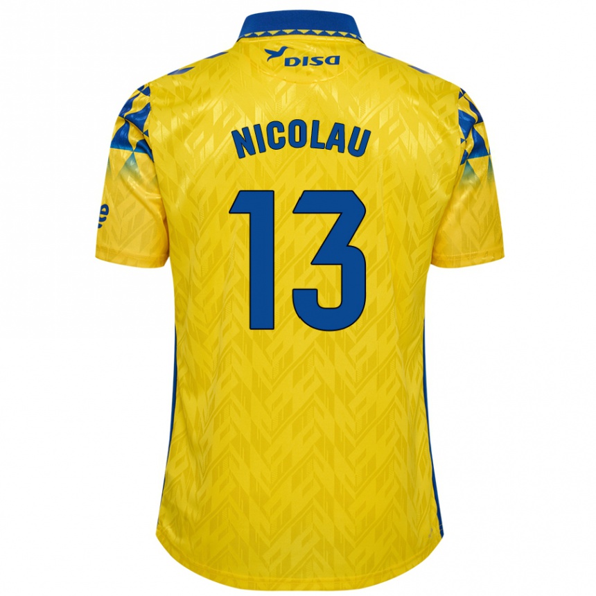 Vaikiškas Nacho Nicolau #13 Geltona Mėlyna Namų Marškinėliai 2024/25 T-Shirt