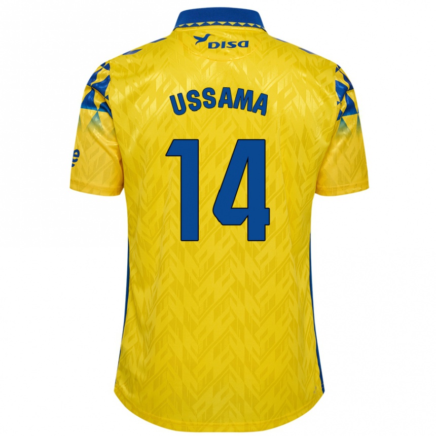 Vaikiškas Ussama #14 Geltona Mėlyna Namų Marškinėliai 2024/25 T-Shirt