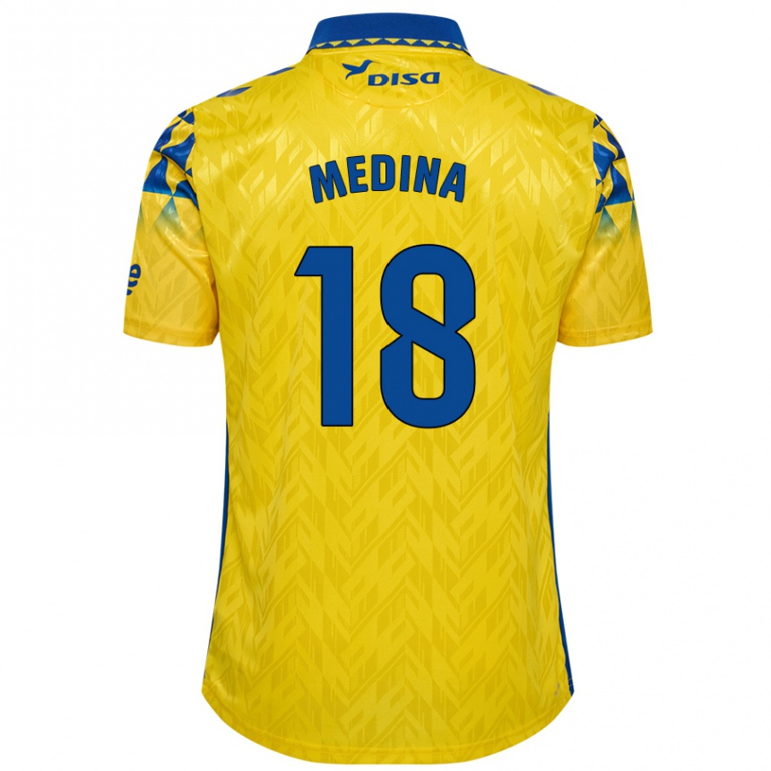 Vaikiškas Iván Medina #18 Geltona Mėlyna Namų Marškinėliai 2024/25 T-Shirt