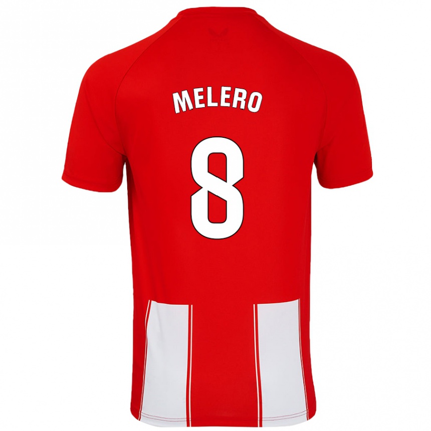 Vaikiškas Gonzalo Melero #8 Raudona Balta Namų Marškinėliai 2024/25 T-Shirt