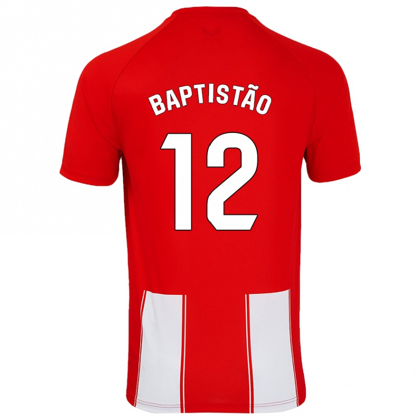 Vaikiškas Léo Baptistão #12 Raudona Balta Namų Marškinėliai 2024/25 T-Shirt