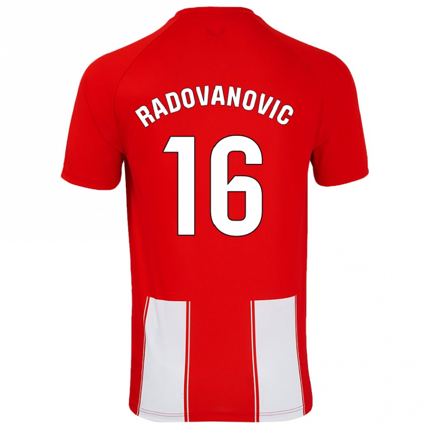 Vaikiškas Aleksandar Radovanovic #16 Raudona Balta Namų Marškinėliai 2024/25 T-Shirt