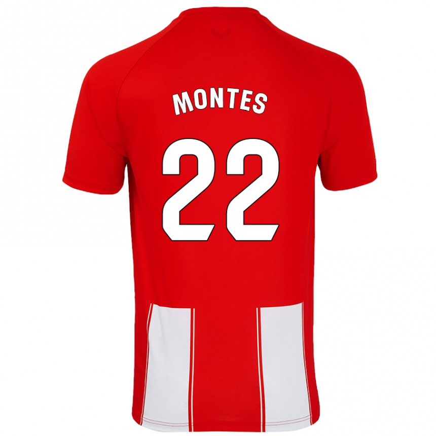 Vaikiškas César Montes #22 Raudona Balta Namų Marškinėliai 2024/25 T-Shirt