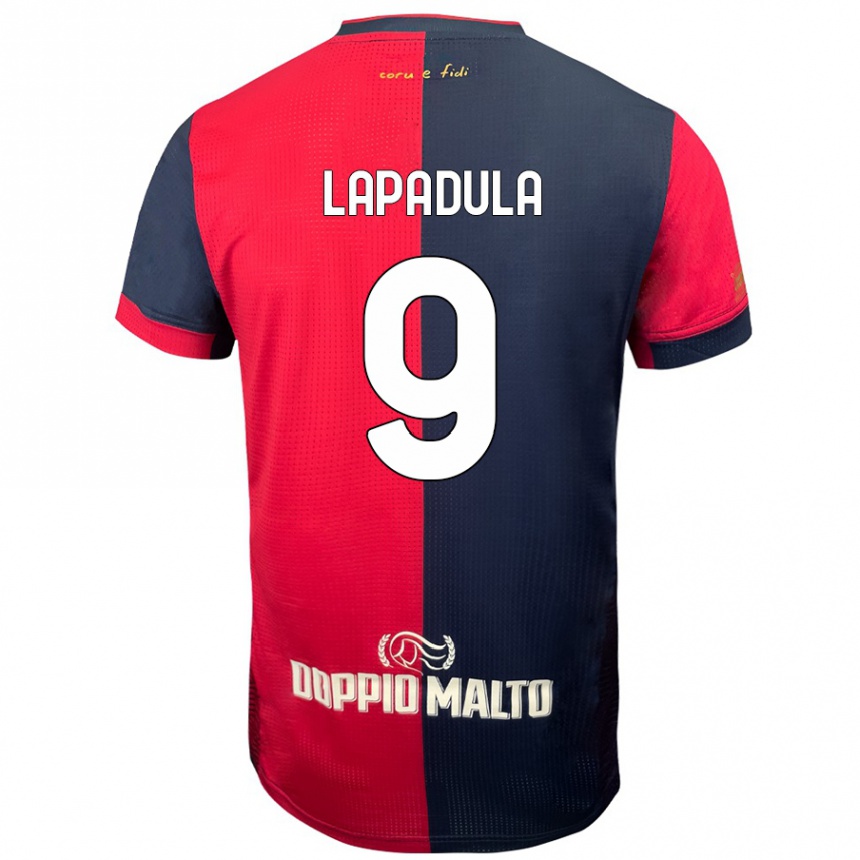 Vaikiškas Gianluca Lapadula #9 Raudona Tamsesnė Mėlyna Namų Marškinėliai 2024/25 T-Shirt