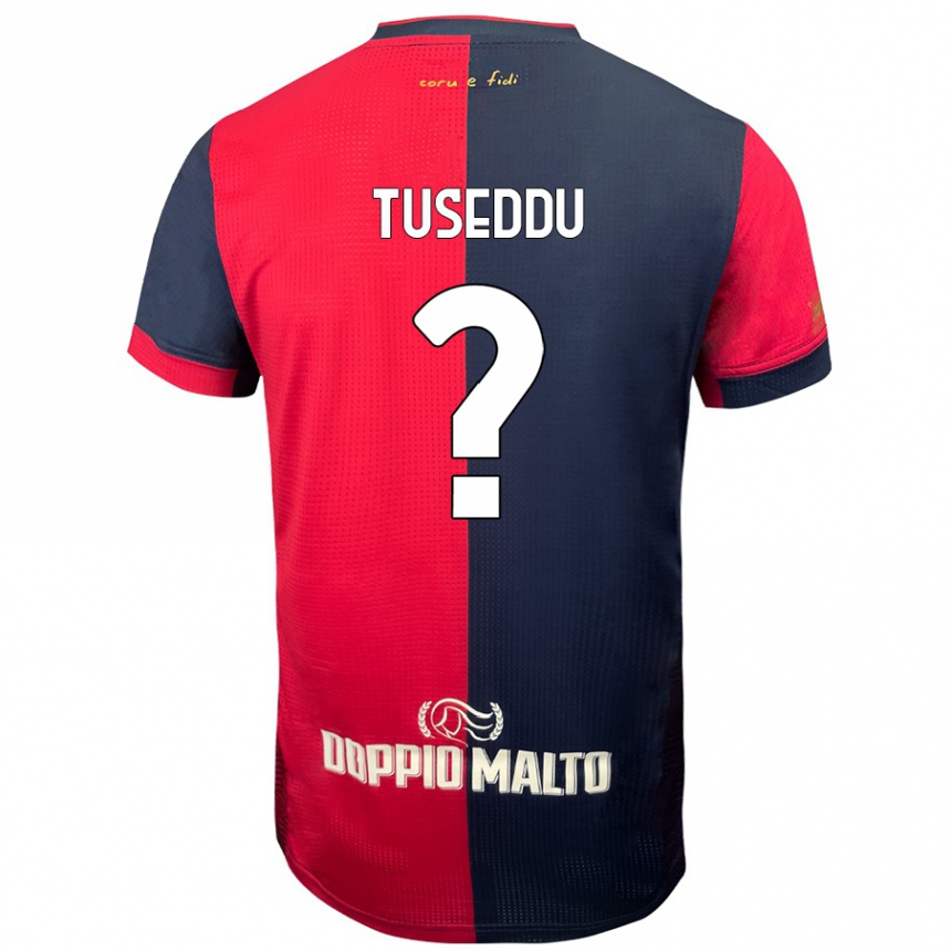 Vaikiškas Alessio Tuseddu #0 Raudona Tamsesnė Mėlyna Namų Marškinėliai 2024/25 T-Shirt