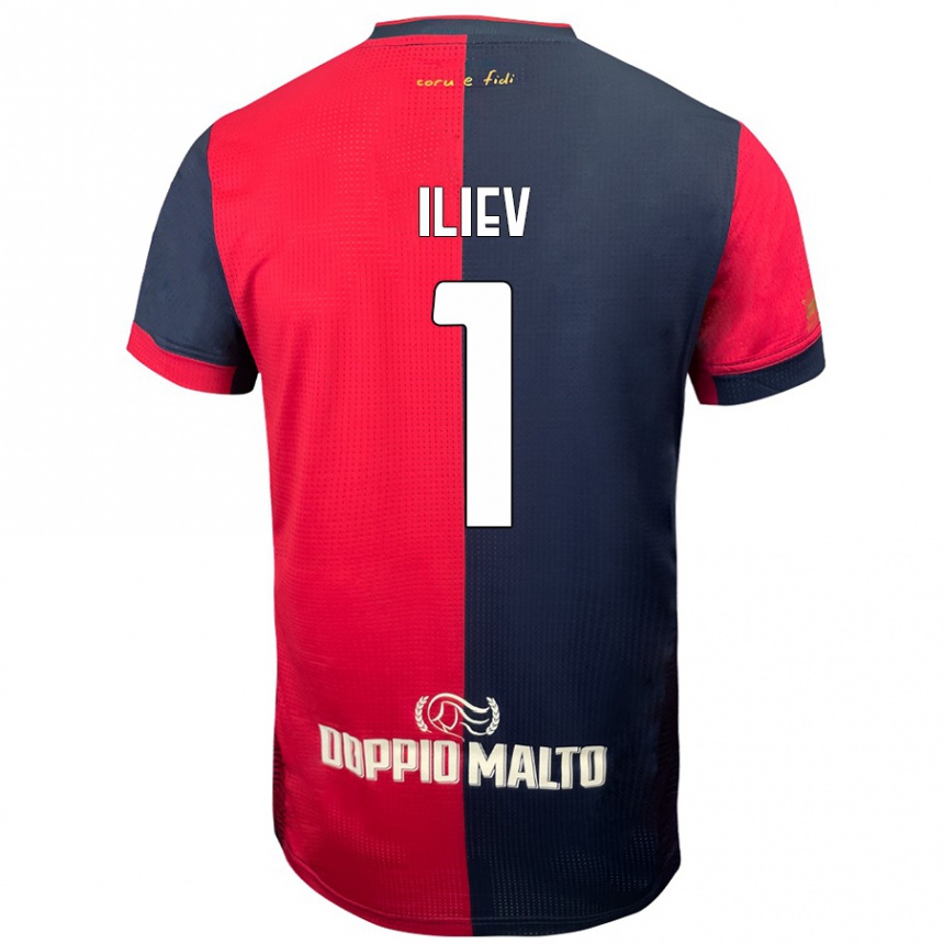 Vaikiškas Velizar-Iliya Iliev #1 Raudona Tamsesnė Mėlyna Namų Marškinėliai 2024/25 T-Shirt