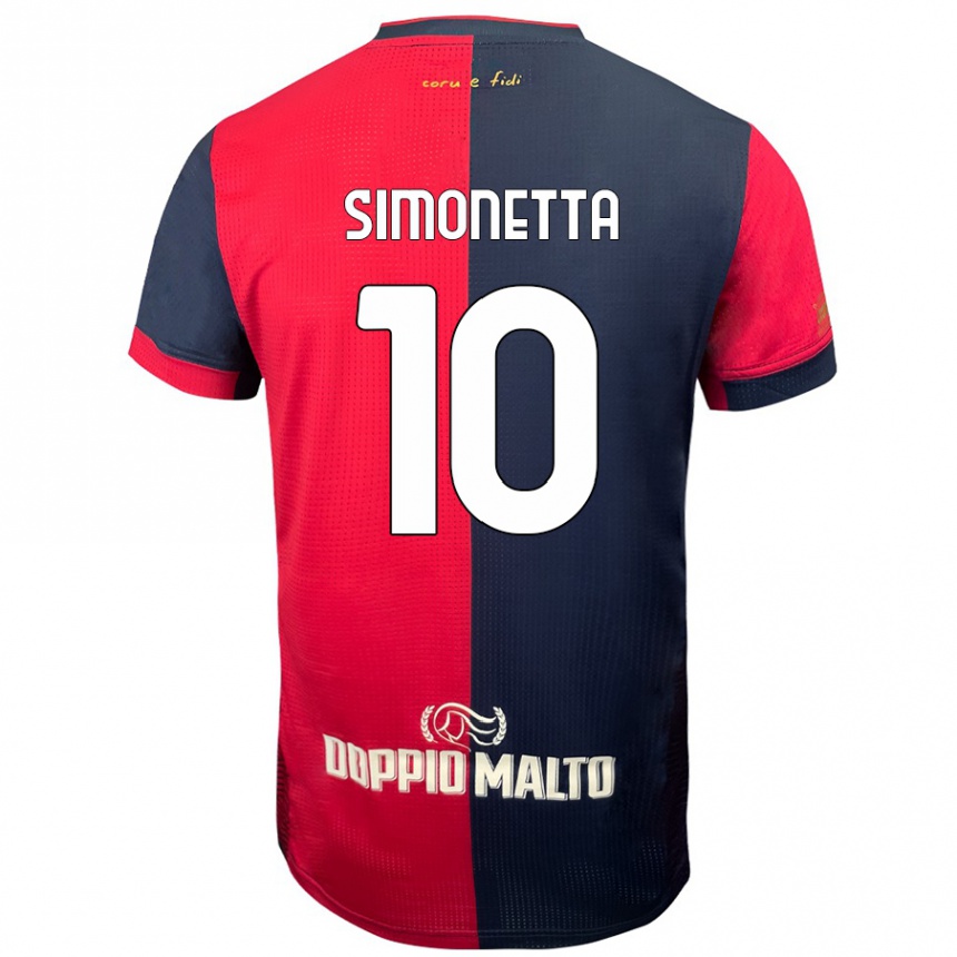 Vaikiškas Jacopo Simonetta #10 Raudona Tamsesnė Mėlyna Namų Marškinėliai 2024/25 T-Shirt