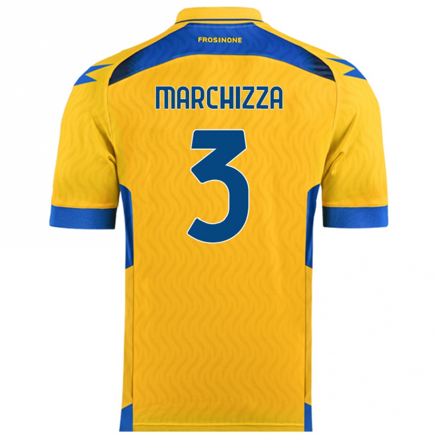 Vaikiškas Riccardo Marchizza #3 Geltona Namų Marškinėliai 2024/25 T-Shirt