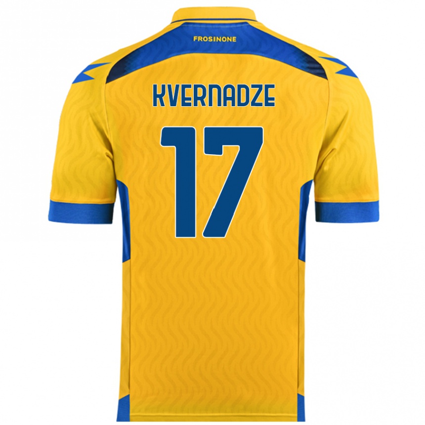 Vaikiškas Giorgi Kvernadze #17 Geltona Namų Marškinėliai 2024/25 T-Shirt