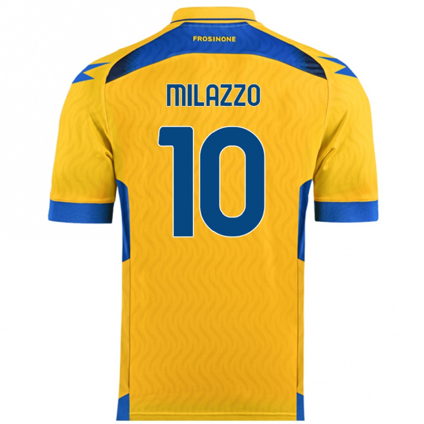 Vaikiškas Simone Milazzo #10 Geltona Namų Marškinėliai 2024/25 T-Shirt