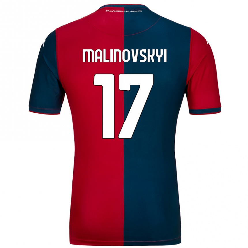 Vaikiškas Ruslan Malinovskyi #17 Raudona Tamsiai Mėlyna Namų Marškinėliai 2024/25 T-Shirt