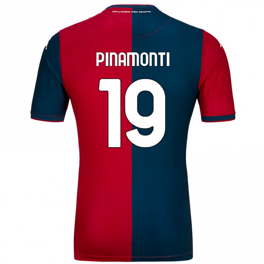 Vaikiškas Andrea Pinamonti #19 Raudona Tamsiai Mėlyna Namų Marškinėliai 2024/25 T-Shirt