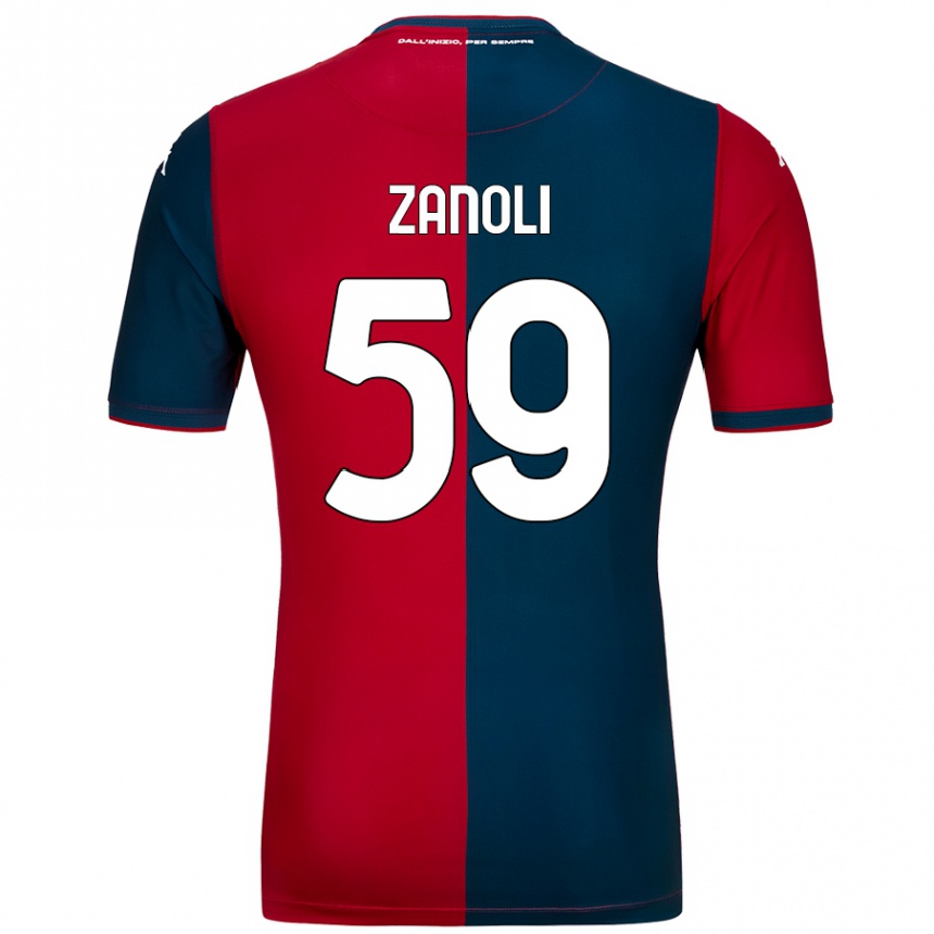 Vaikiškas Alessandro Zanoli #59 Raudona Tamsiai Mėlyna Namų Marškinėliai 2024/25 T-Shirt