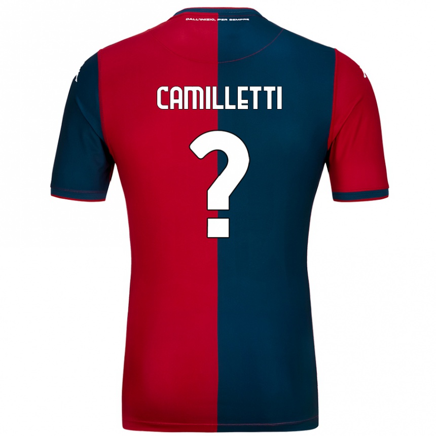 Vaikiškas Giovanni Camilletti #0 Raudona Tamsiai Mėlyna Namų Marškinėliai 2024/25 T-Shirt