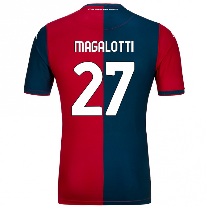 Vaikiškas Gabriele Magalotti #27 Raudona Tamsiai Mėlyna Namų Marškinėliai 2024/25 T-Shirt