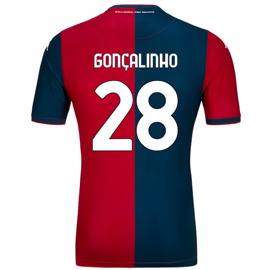 Vaikiškas João Gonçalinho #28 Raudona Tamsiai Mėlyna Namų Marškinėliai 2024/25 T-Shirt