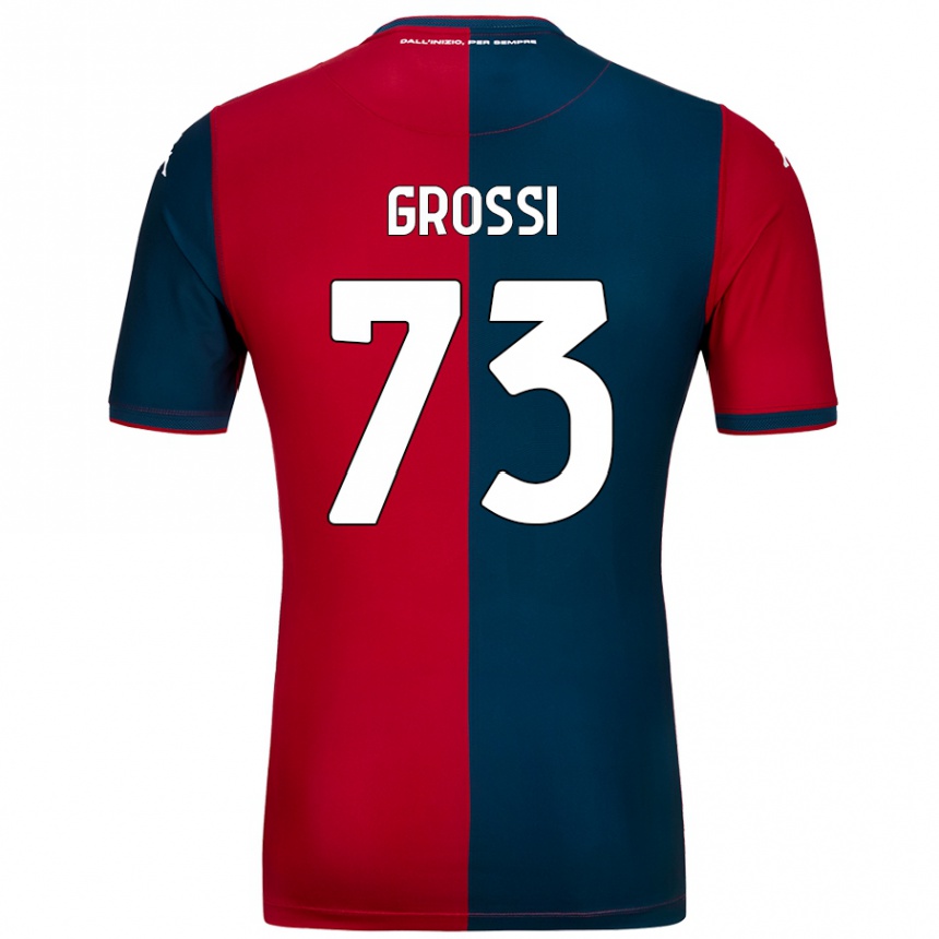 Vaikiškas Jacopo Grossi #73 Raudona Tamsiai Mėlyna Namų Marškinėliai 2024/25 T-Shirt