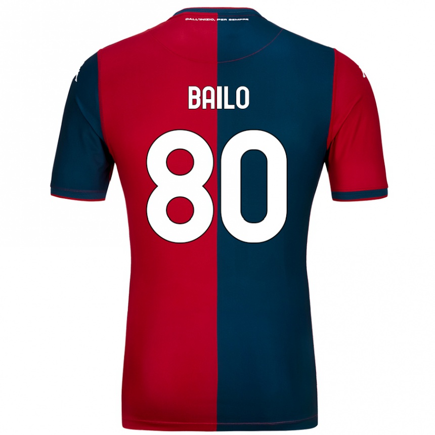 Vaikiškas Giorgio Bailo #80 Raudona Tamsiai Mėlyna Namų Marškinėliai 2024/25 T-Shirt