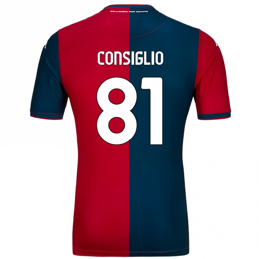 Vaikiškas Leonardo Consiglio #81 Raudona Tamsiai Mėlyna Namų Marškinėliai 2024/25 T-Shirt