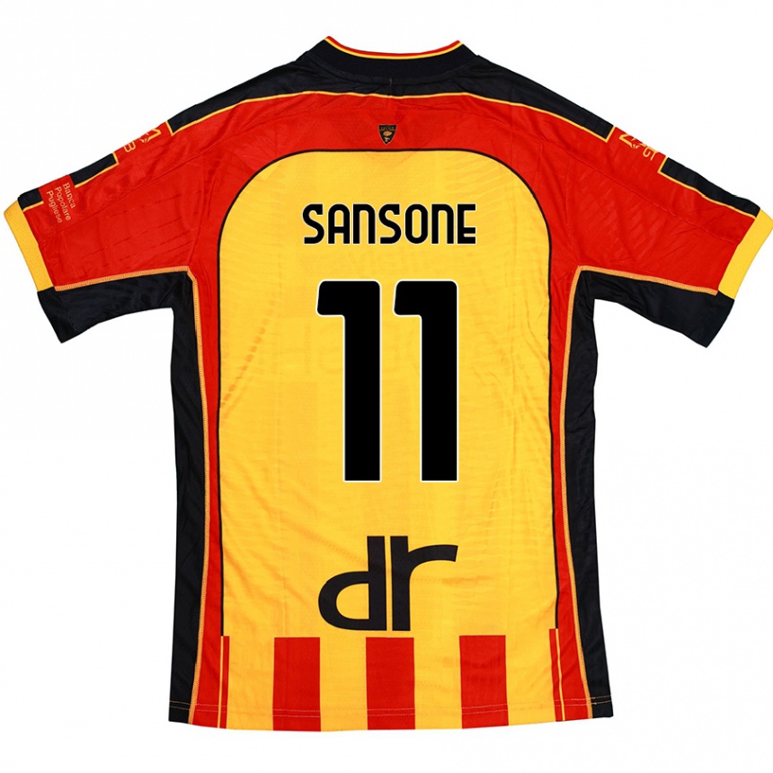 Vaikiškas Nicola Sansone #11 Geltona Raudona Namų Marškinėliai 2024/25 T-Shirt