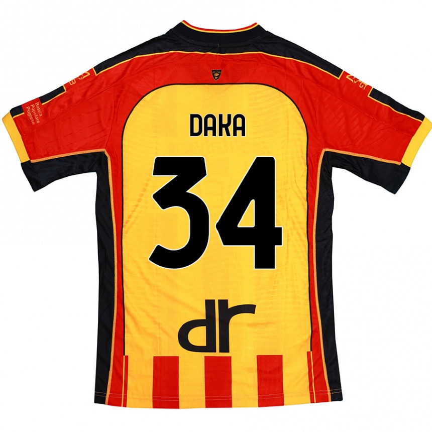 Vaikiškas Dario Daka #34 Geltona Raudona Namų Marškinėliai 2024/25 T-Shirt