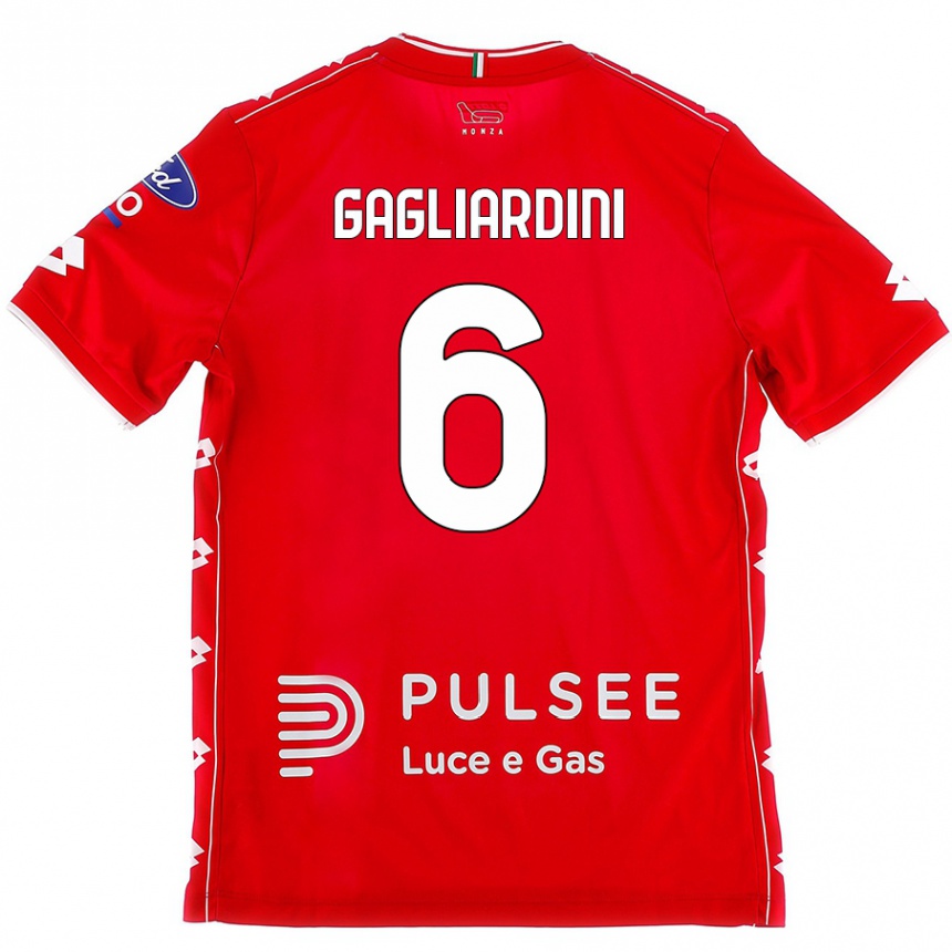 Vaikiškas Roberto Gagliardini #6 Raudona Balta Namų Marškinėliai 2024/25 T-Shirt