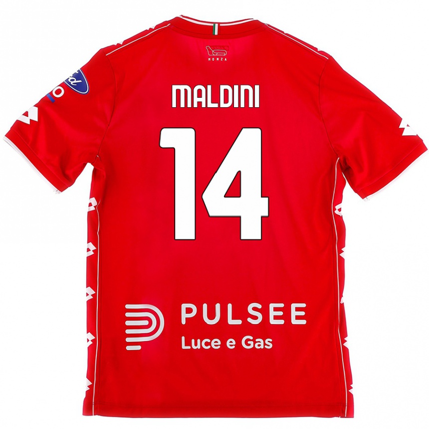 Vaikiškas Daniel Maldini #14 Raudona Balta Namų Marškinėliai 2024/25 T-Shirt